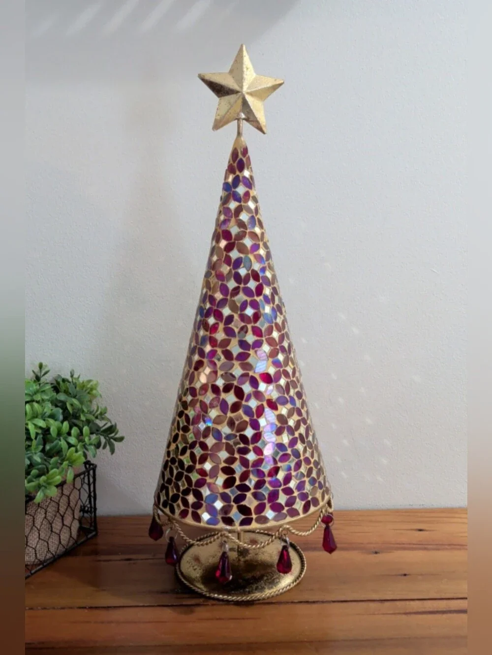 Pier 1 Imports Red Mosaic Glass Christmas Tree